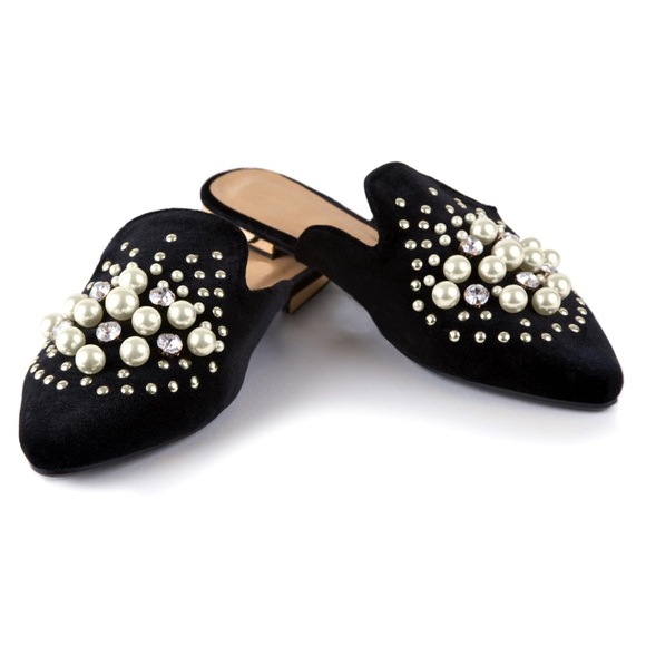 BAMBOO Shoes - Bamboo Flats*Velvet Flats Slippers*Vintage Shoes*Mary
Jane*Pearl Jewels Party